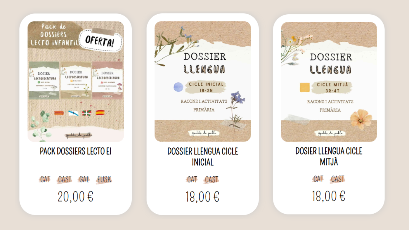 Mostra dels recursos de llengua disponibles a Petits de Poble